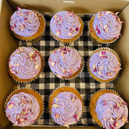 Purple rose flower buttercream cupcakes (GF) (Box of 9) 